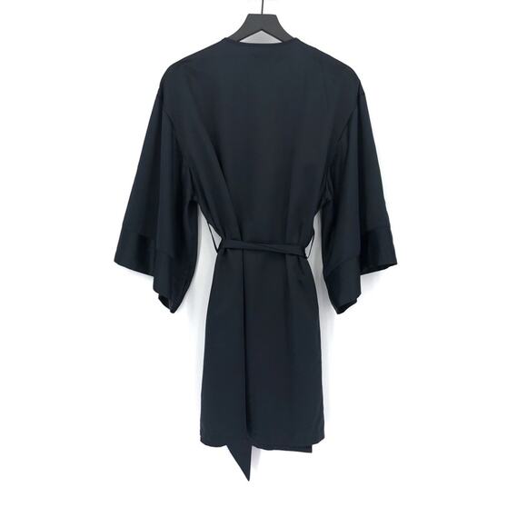 THIRDLOVE Satin Short Robe Black OS - Picture 8 of 9